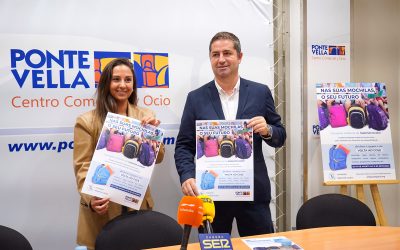 Fundación Amigos de Galicia ha presentado su campaña solidaria de recogida de material escolar en el Centro Comercial Ponte Vella